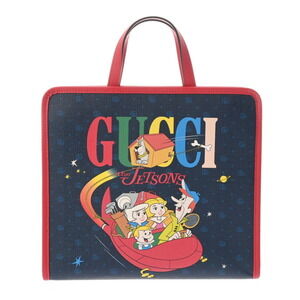 GUCCI Jetson Blue Red Leather Handbag